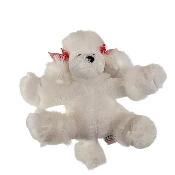 Dan Dee White Poodle Plush 10" Red Ribbon Dog Stuffed Animal Toy Plushie Stuffy - Picture 7 of 13